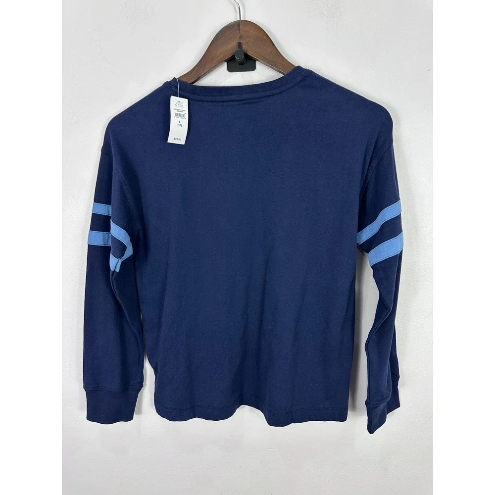 GAP Kids Vintage Soft Long Sleeve Tee Blue Stripe Sleeve T-Shirt Size Large